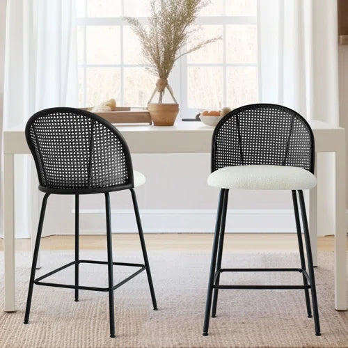 Attalla Upholstered White Boucle 27'' Stool (Set of 2)
